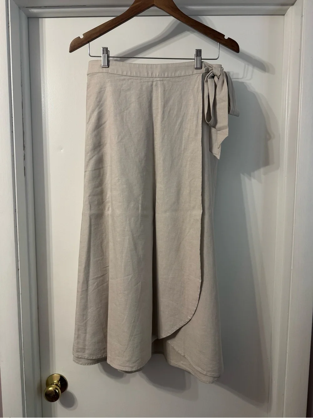 J Crew Women's Faux Wrap Midi Skirt in Light Beige